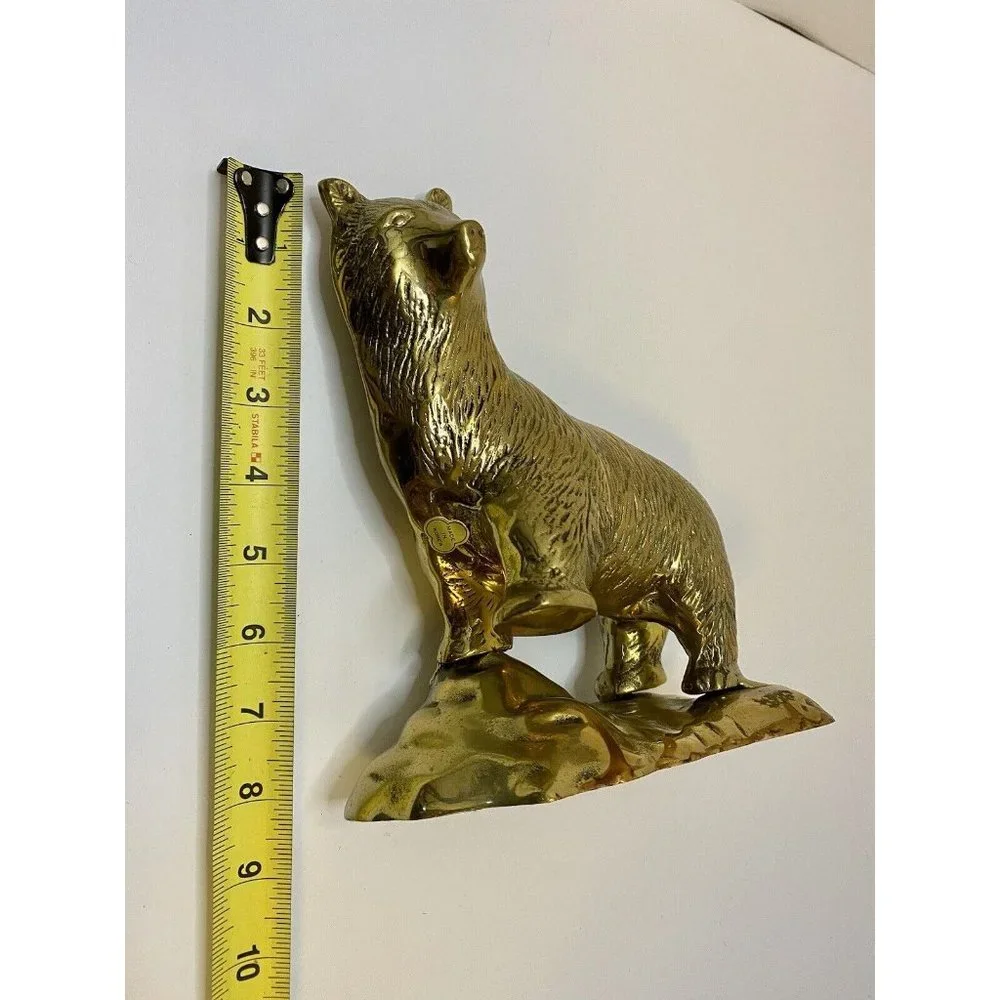 Vintage Brass Bear on‎ Rock Mountain Large 9” Made in Korea See All Pics As Is